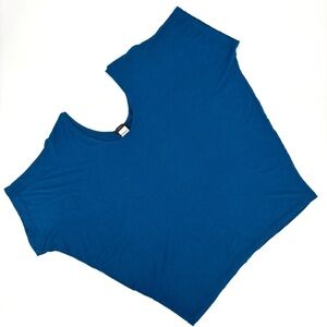 k & c Vibrant Blue Scoop Neck Short Dolman Sleeve Tapered Fit Tee, Large